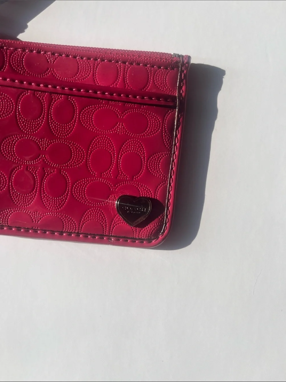 Coach Hot Pink Signature Wristlet Keyring Wallet - Picture 3 of 3